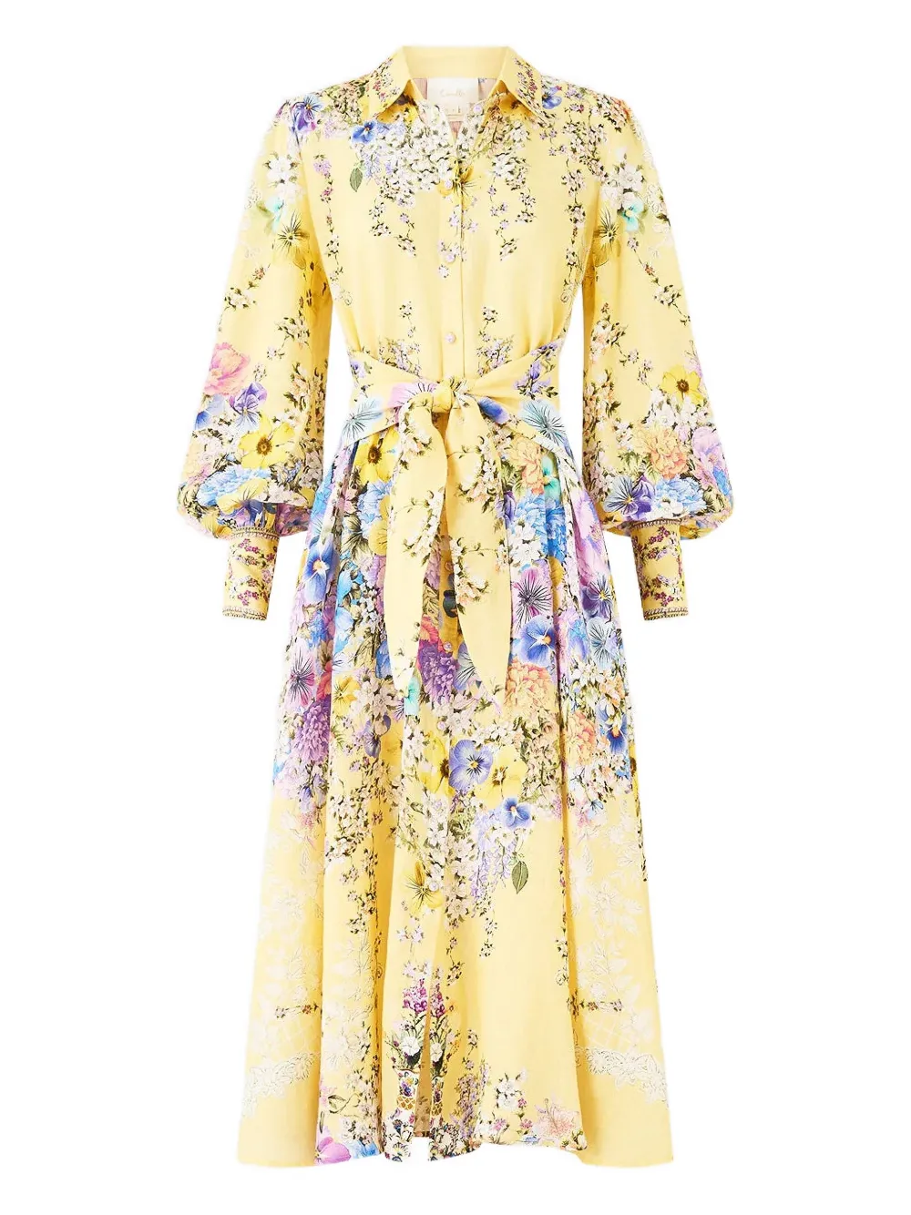 Camilla Darling Buds midi shirt dress - Yellow