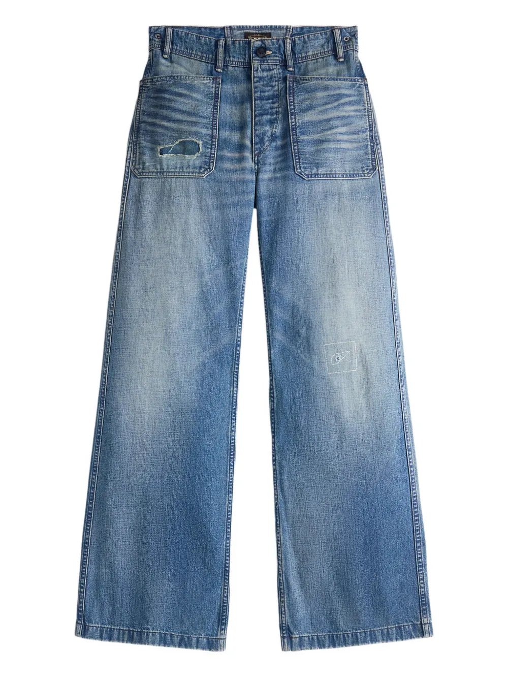 Rrl Lace-up Wide-leg Jeans In Blue