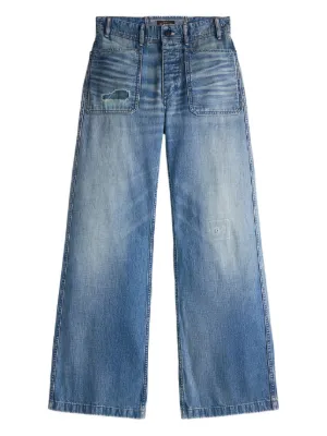 MM6 Maison Margiela Twist Distressed Panelled Jeans | Blue | FARFETCH