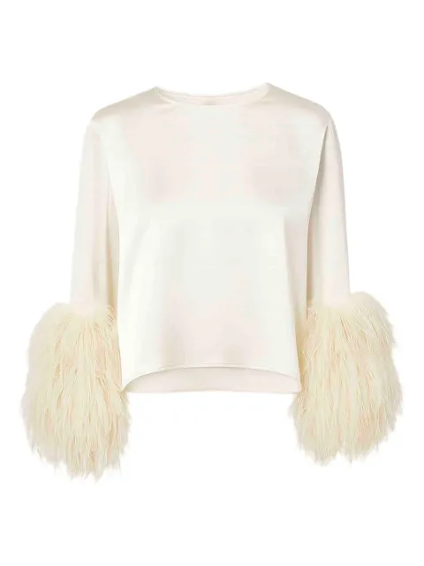 LAPOINTE ostrich-feathers-cuff blouse 