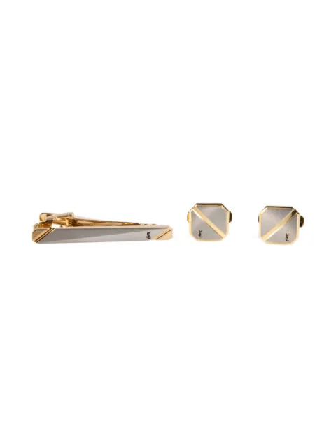 Saint Laurent Pre-Owned 1990s Cassandre logo cufflinks and tie clip set