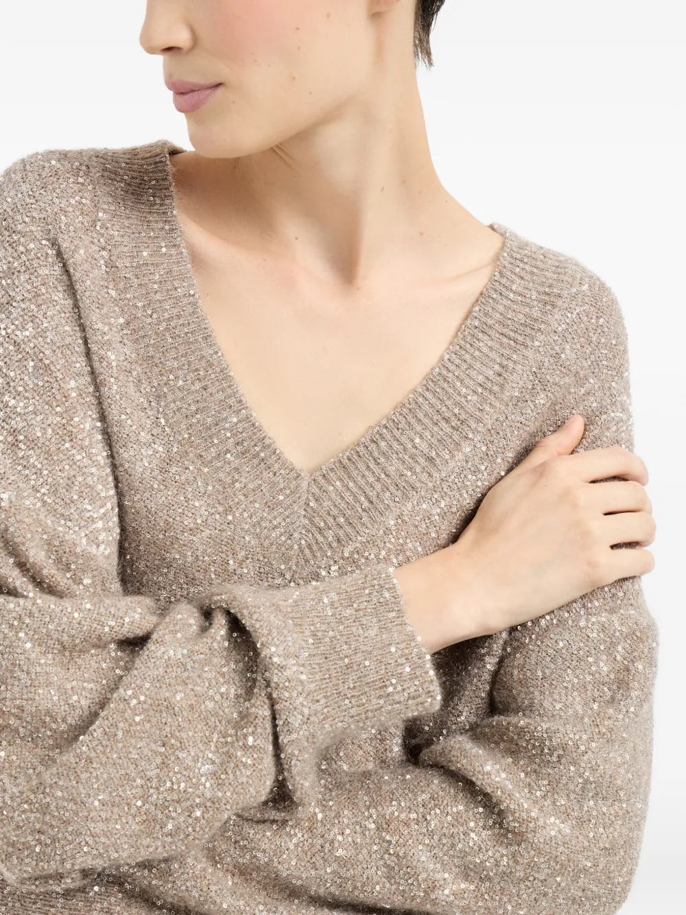 Brunello Cucinelli Trui met V-hals Beige