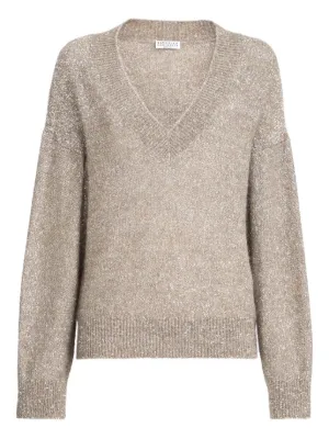 BRUNELLO CUCINELLI グレー Vネックセーター BRUNELLO CUCINELLI グレー Vネックセーター Brunello Cucinelli V