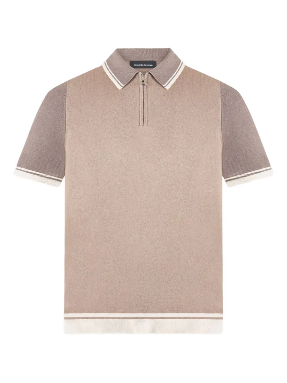 Manière De Voir stripe-trim polo shirt - ニュートラル