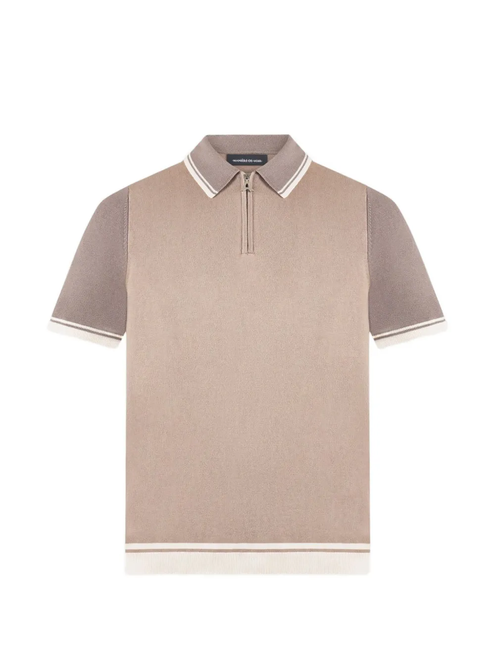 Manière De Voir stripe-trim polo shirt - Nude