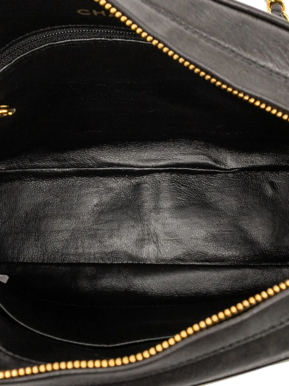 Pre-owned Chanel 1994-1996 Small Cc Quilted Lambskin Tassel Flap Camera Bag Crossbody Bag In Black