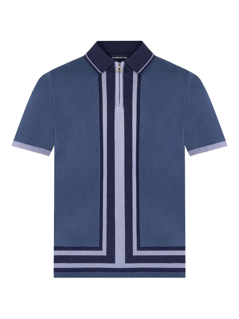 Manière De Voir stripe-detailed polo shirt - ブルー Manière De Voir stripe-detailed polo shirt - ブルー