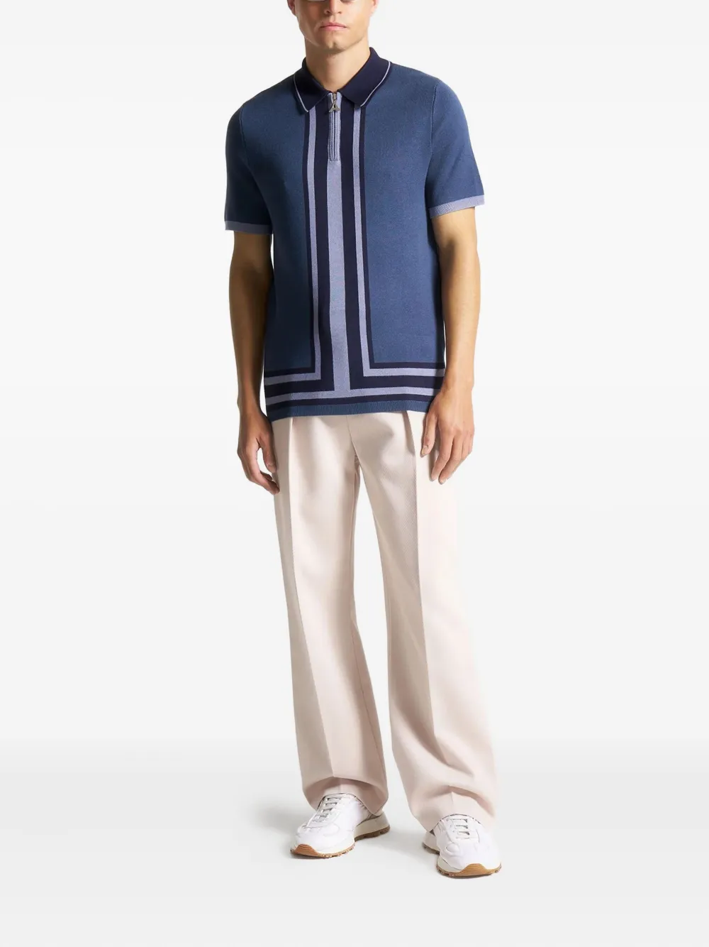 Manière De Voir stripe-detailed polo shirt - Blauw