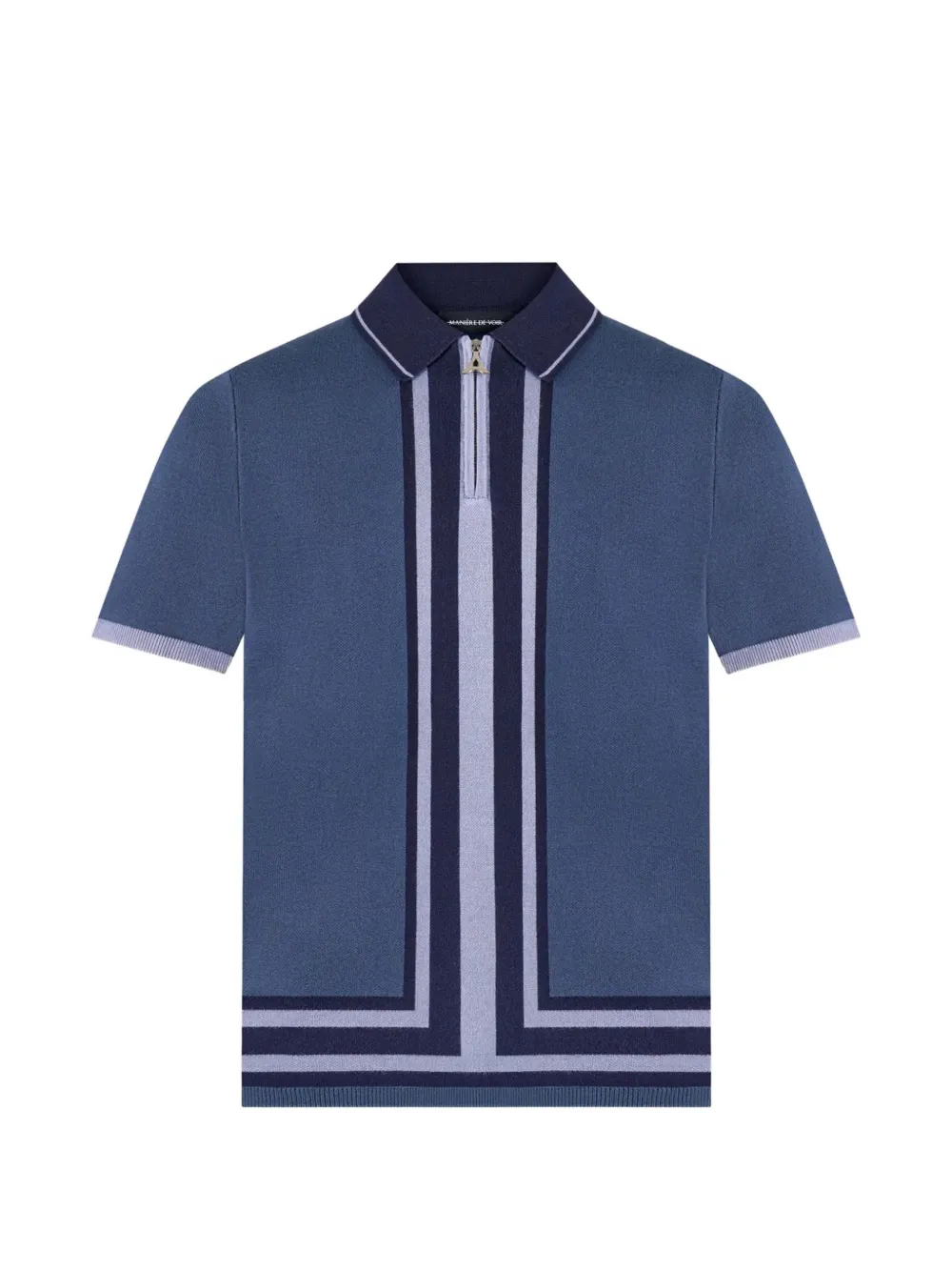 Manière De Voir stripe-detailed polo shirt - Blau