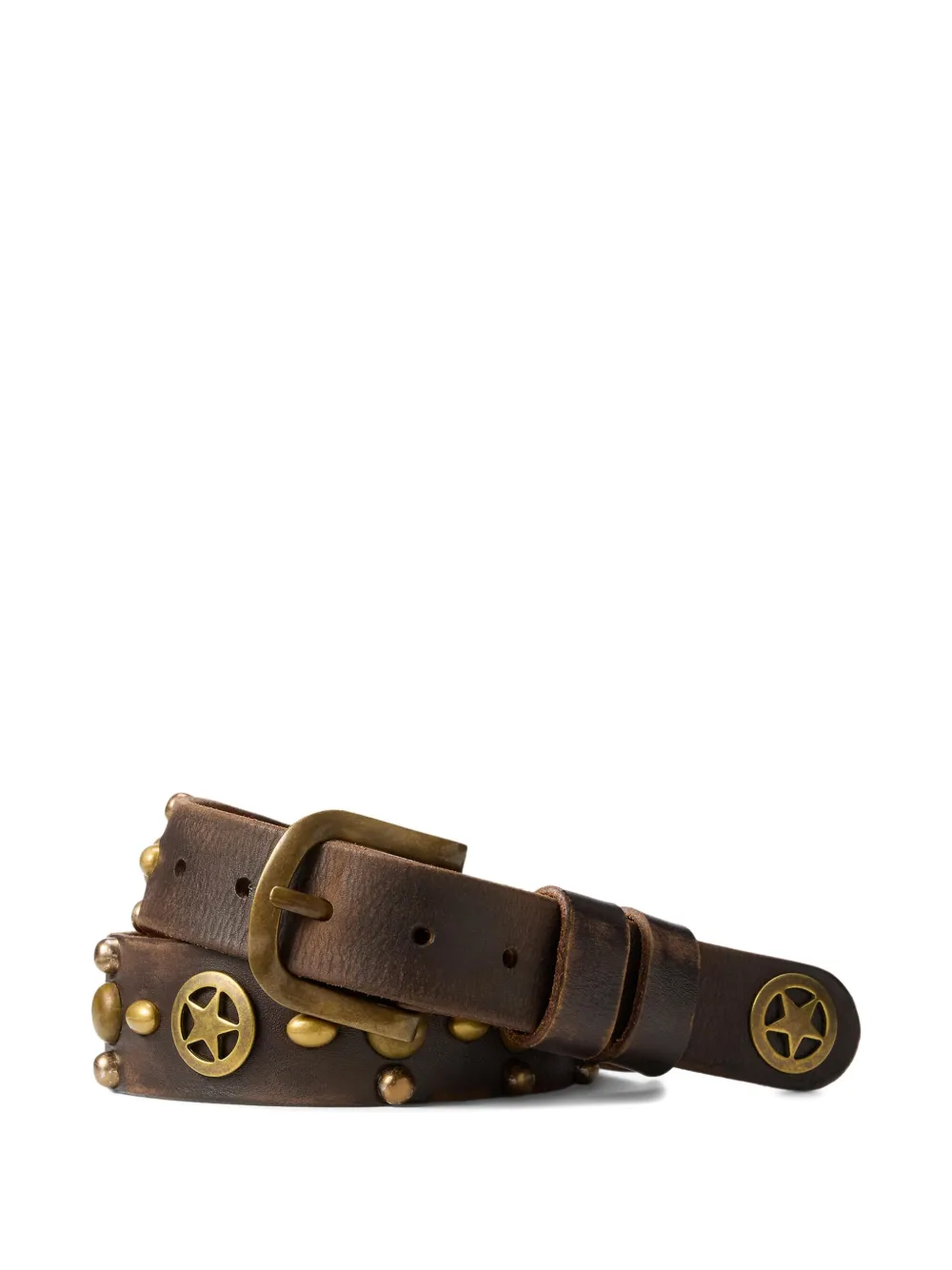 Ralph Lauren RRL Leren riem met studs en sterdetail - Bruin