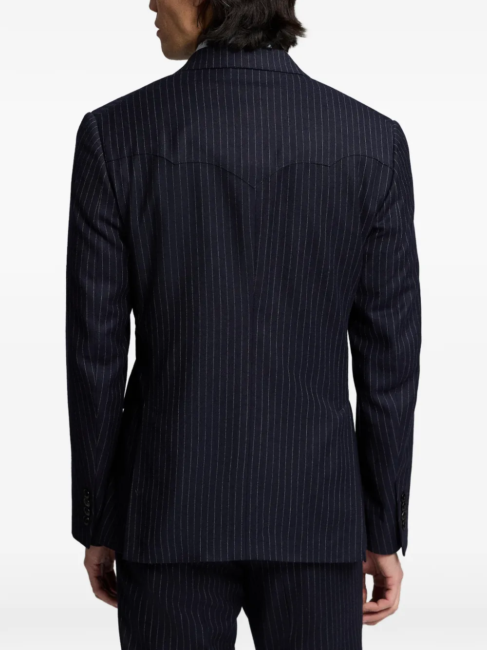  Ralph Lauren Rrl Striped-pattern Double-breasted Suit - Blue 