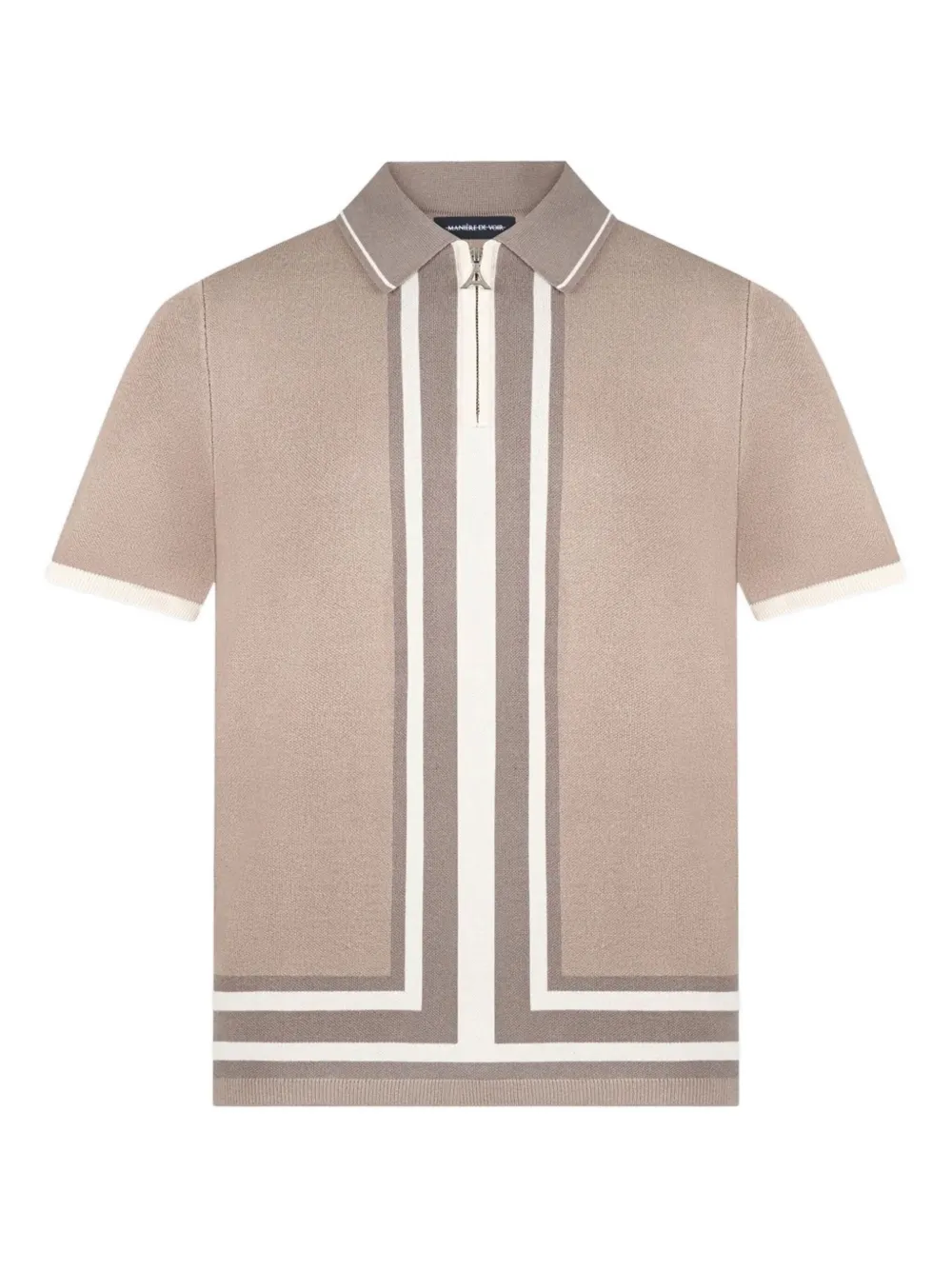 Manière De Voir stripe-detailed polo shirt - ブラウン