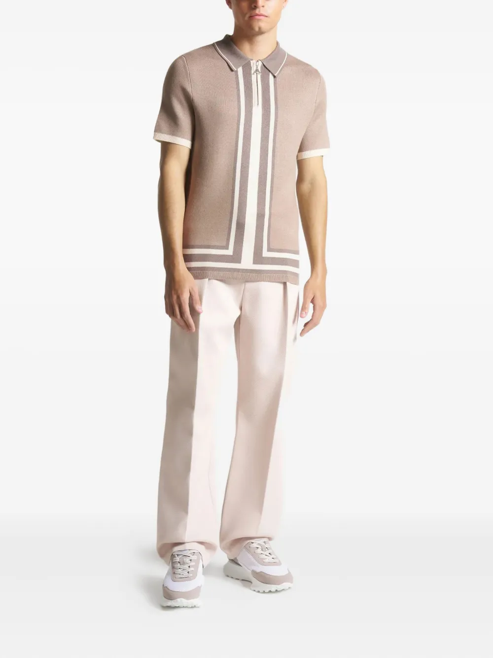 Manière De Voir stripe-detailed polo shirt - Bruin