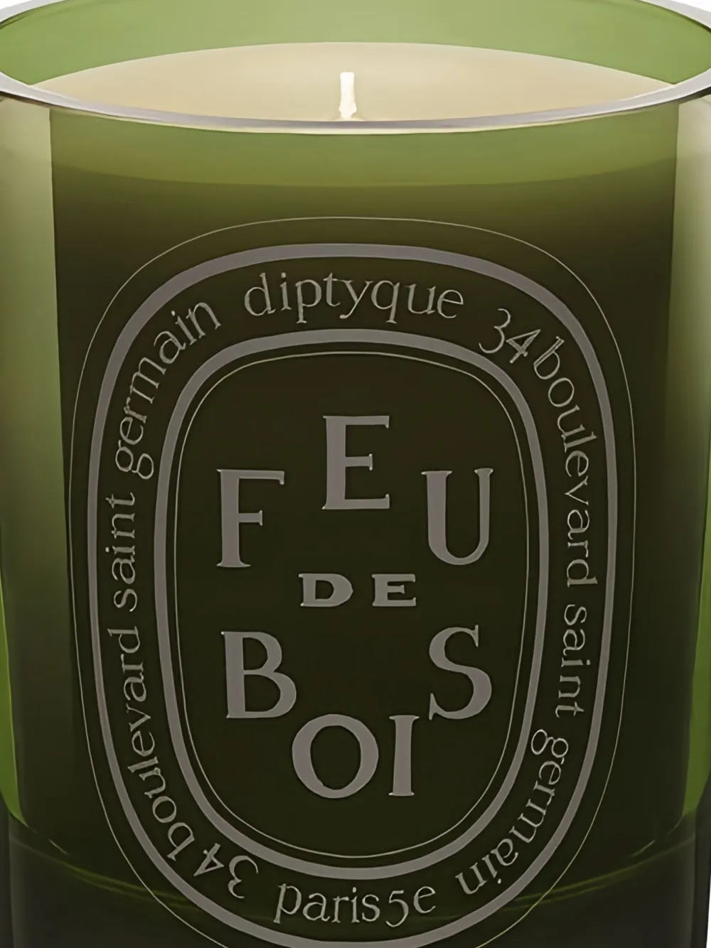 Diptyque Blown Glass Feu de Bois Candle - Groen