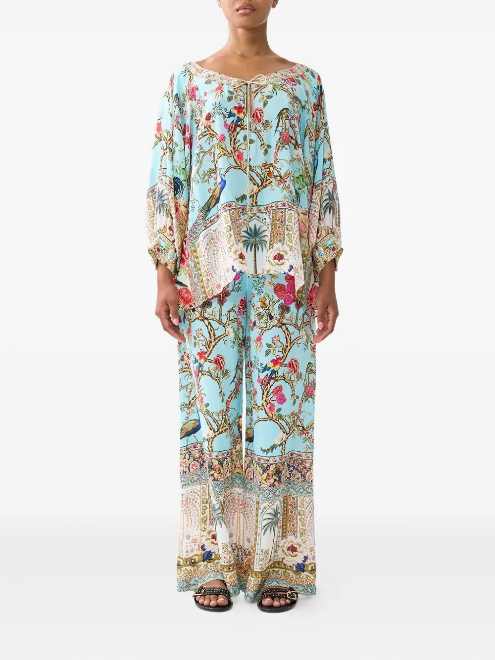 Camilla Sultans And Queens tie-detail blouse - Blauw