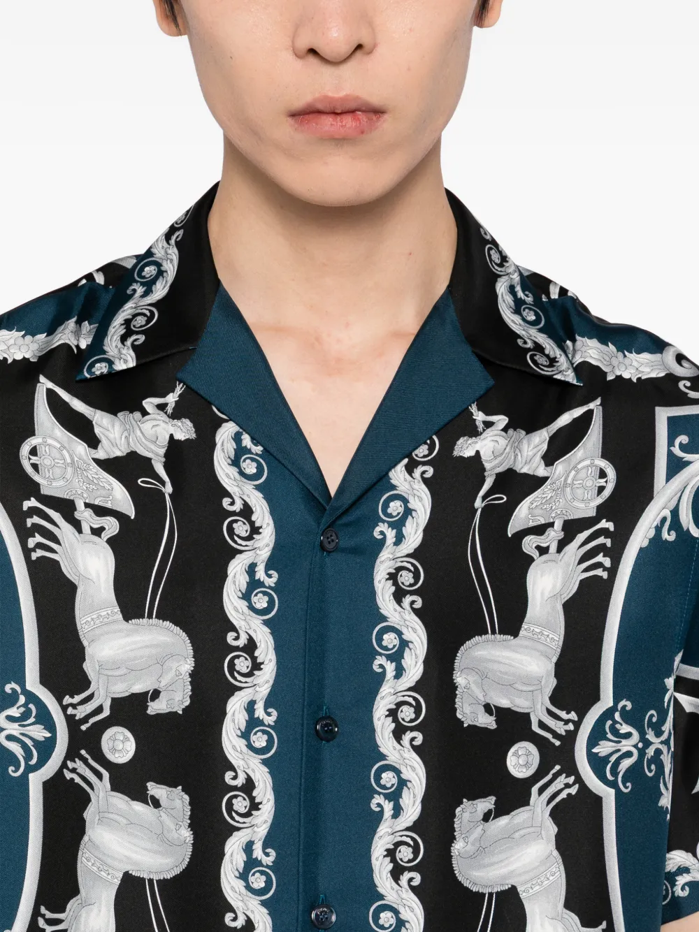 Versace Hall Of Heroes overhemd met korte mouwen Blauw