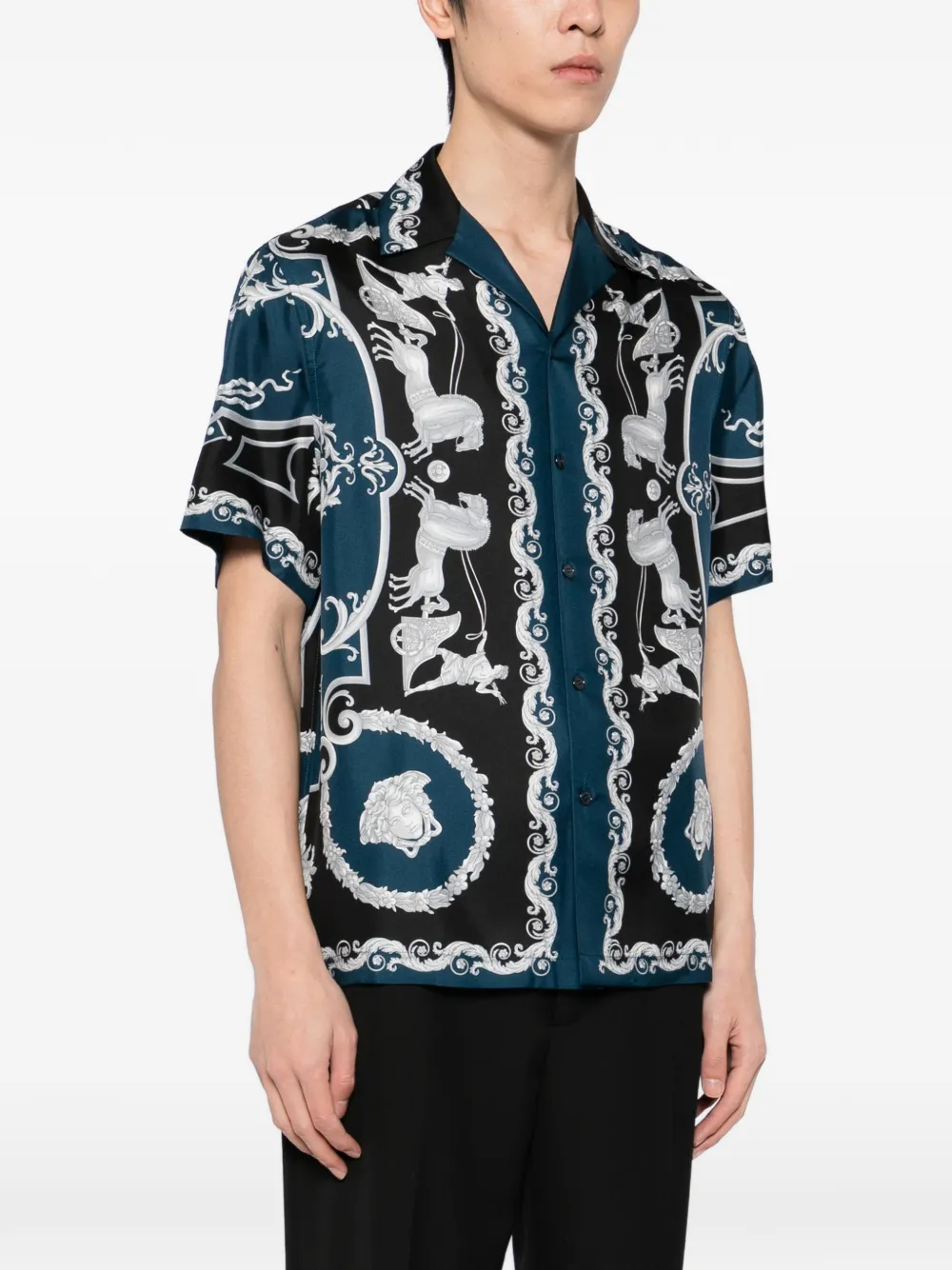 Versace Hall Of Heroes overhemd met korte mouwen Blauw