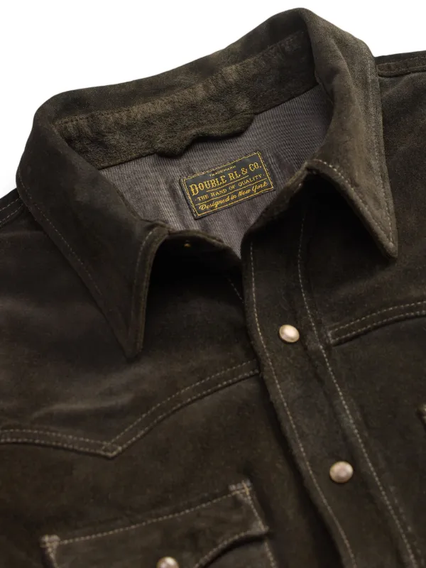 Ralph Lauren RRL press-stud Leather Overshirt | Black | FARFETCH