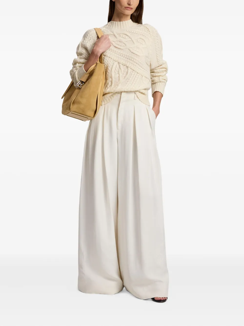  Ralph Lauren Collection Cable-knit Crew-neck Sweater - Neutrals 