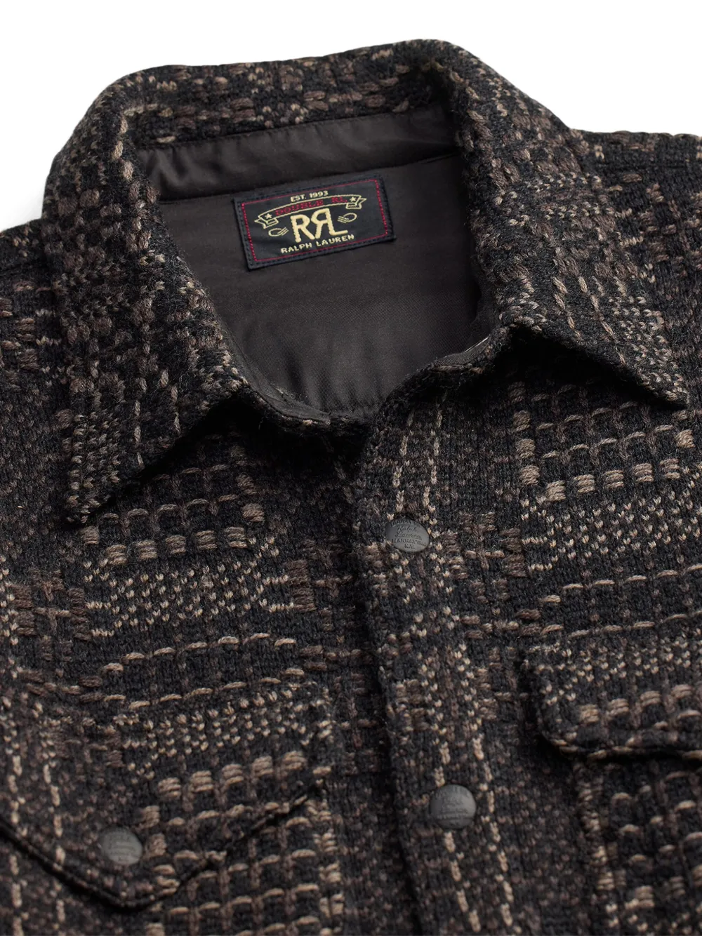 Ralph Lauren RRL Geometrisch gebreid shirtjack Zwart