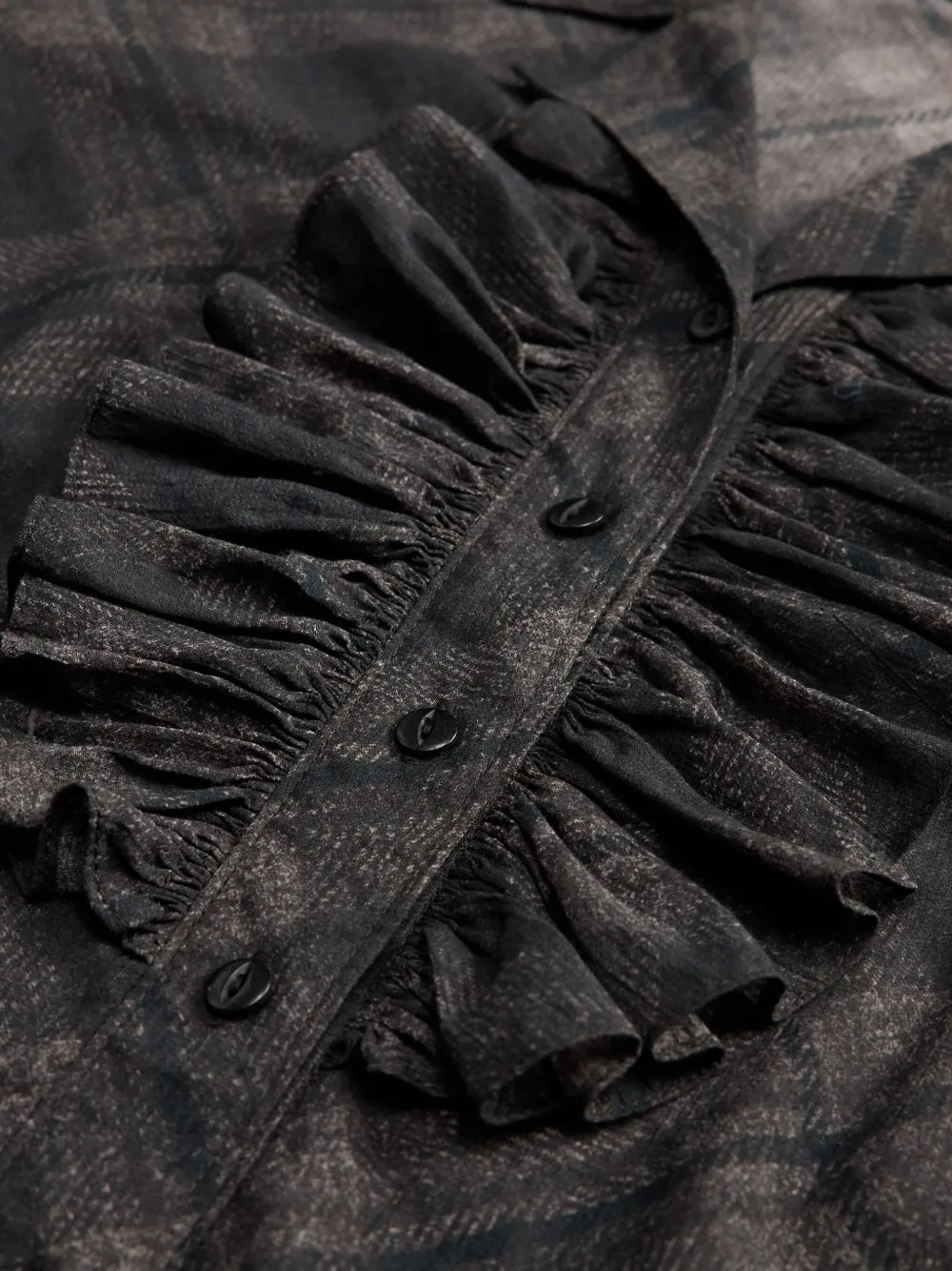 Ralph Lauren RRL Geruite blouse met ruches Grijs