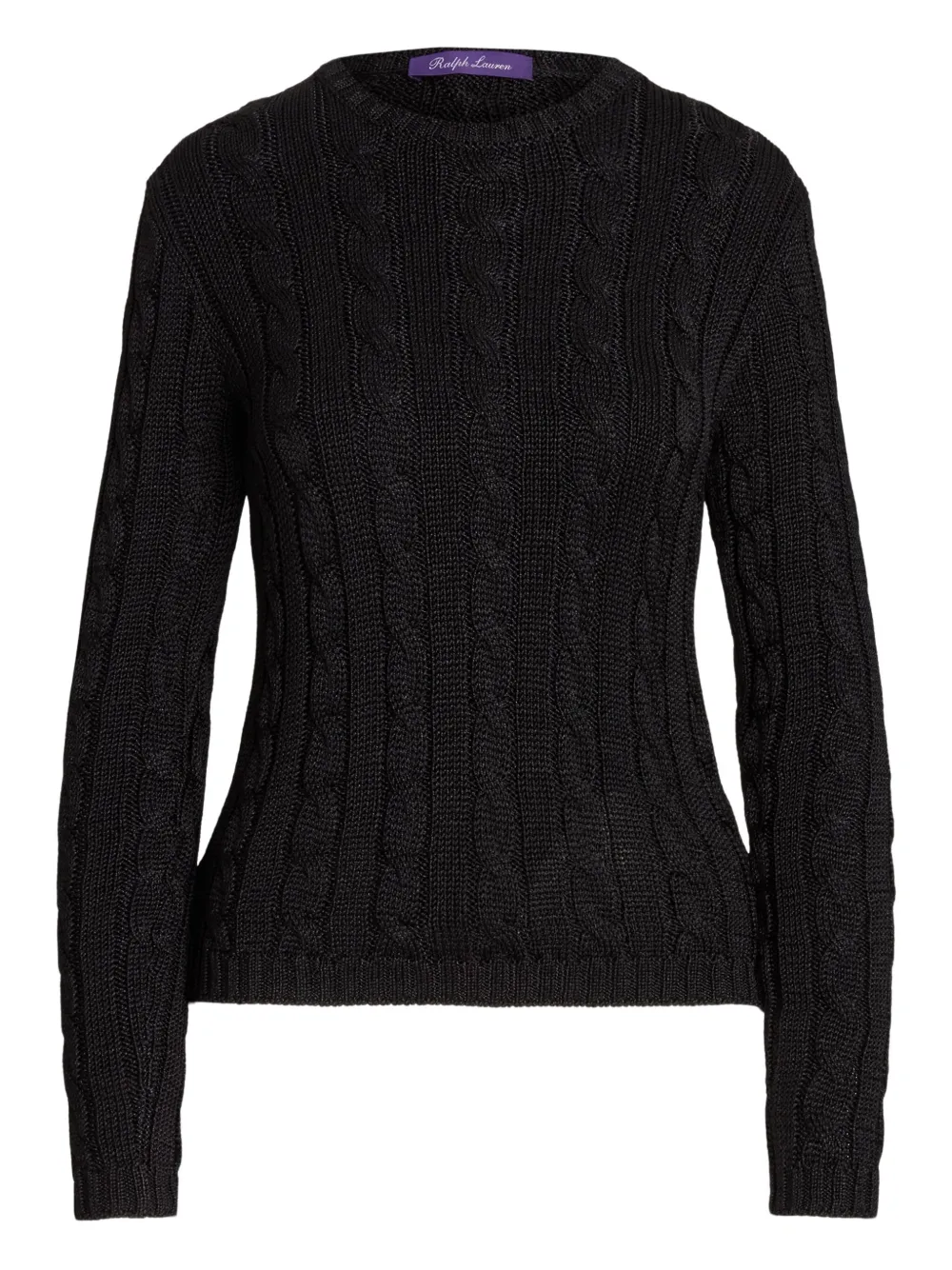 Ralph Lauren Cable-knit Crewneck Sweater In Black