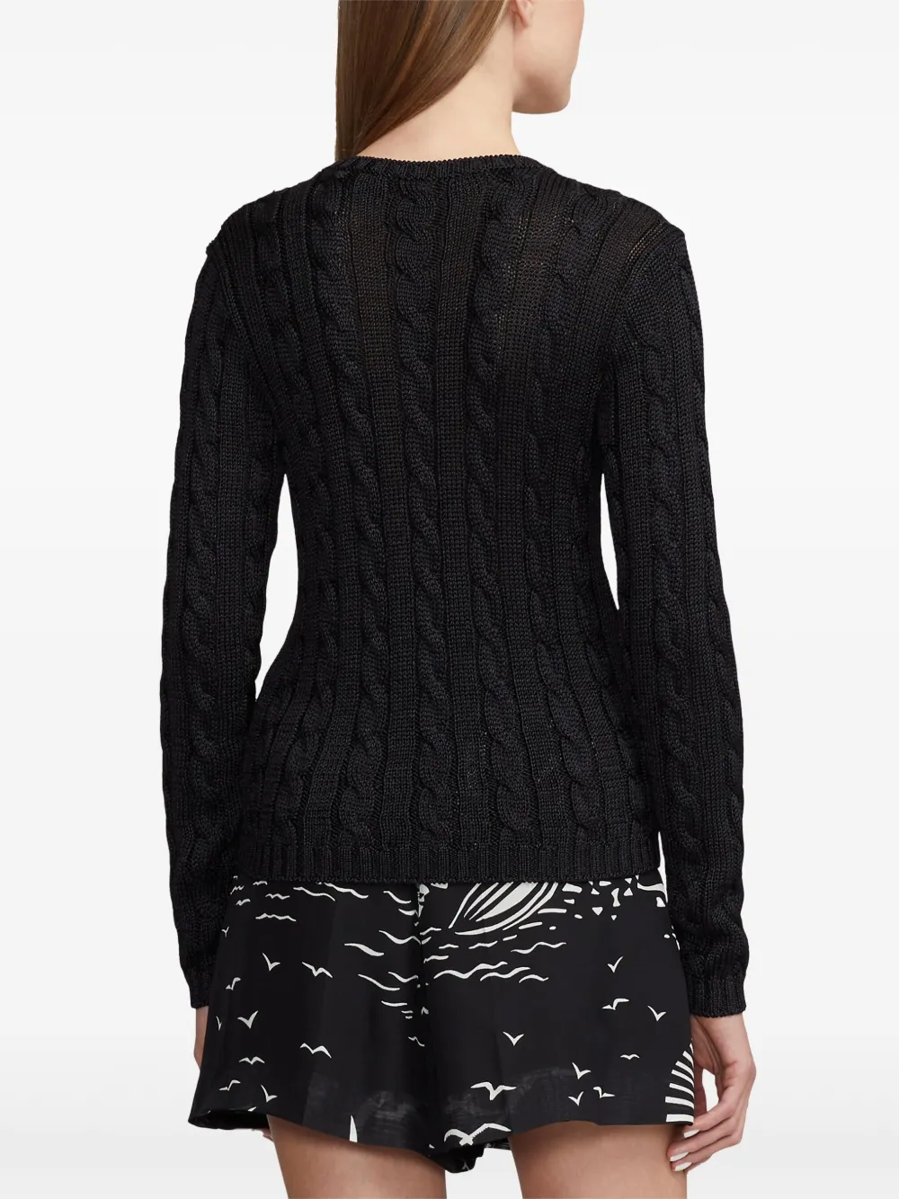 Ralph Lauren Collection Kabelgebreide trui met ronde hals Zwart