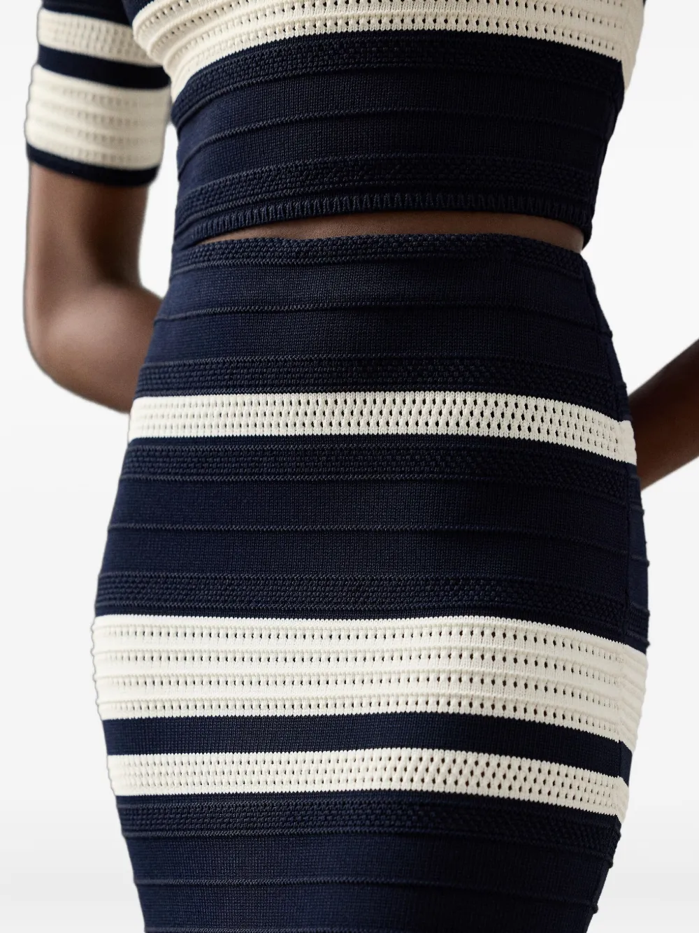 Ralph Lauren Collection Gestreepte rok met textuur Blauw