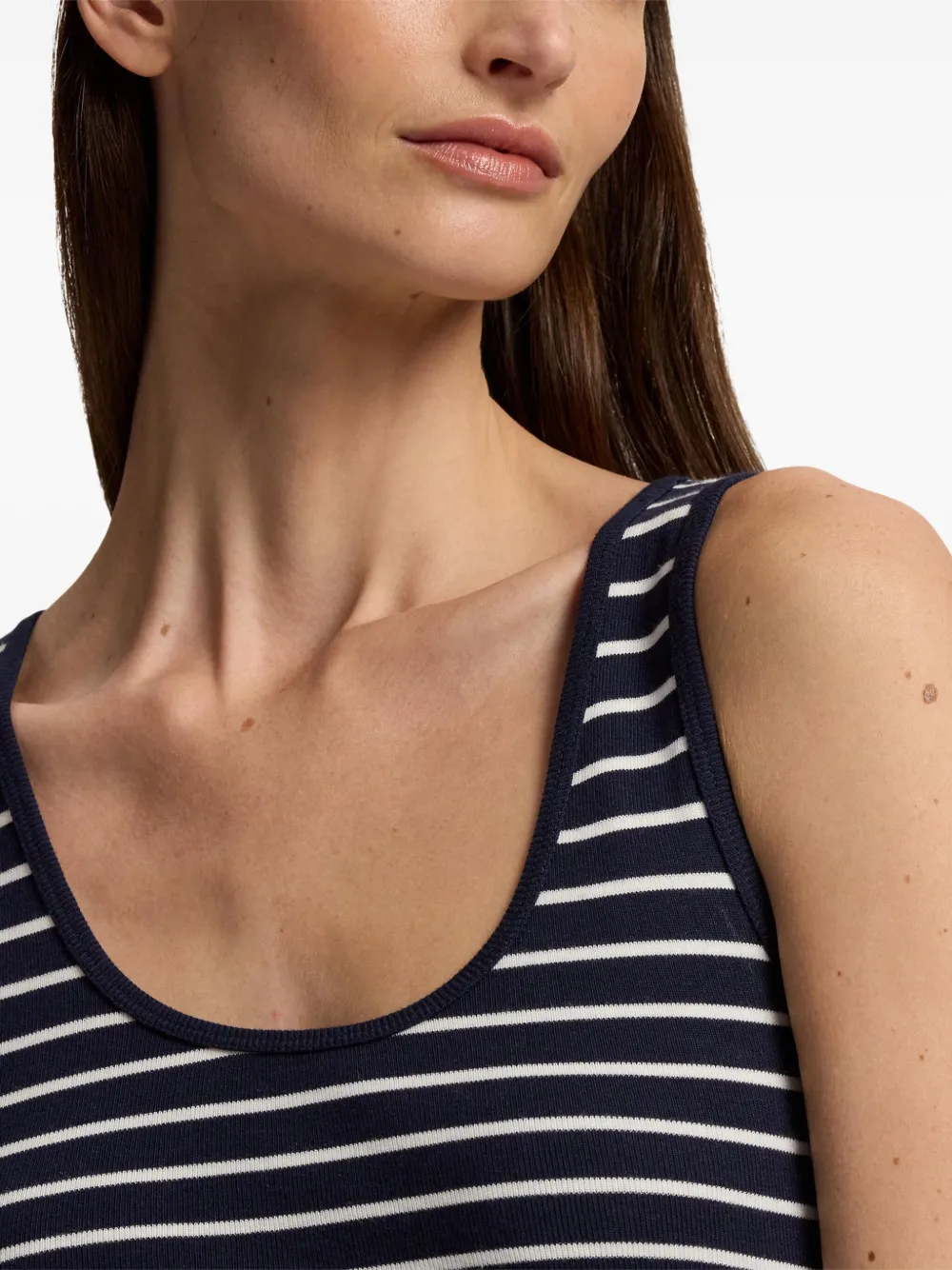 Ralph Lauren Striped Rib-knit Tank Top In Blue