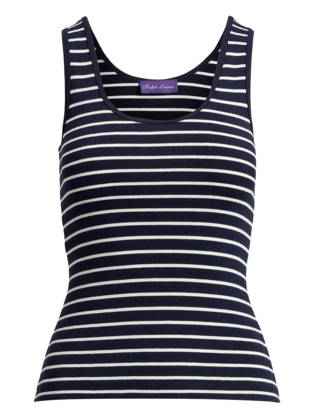 Ralph Lauren Striped Rib-knit Tank Top In Blue
