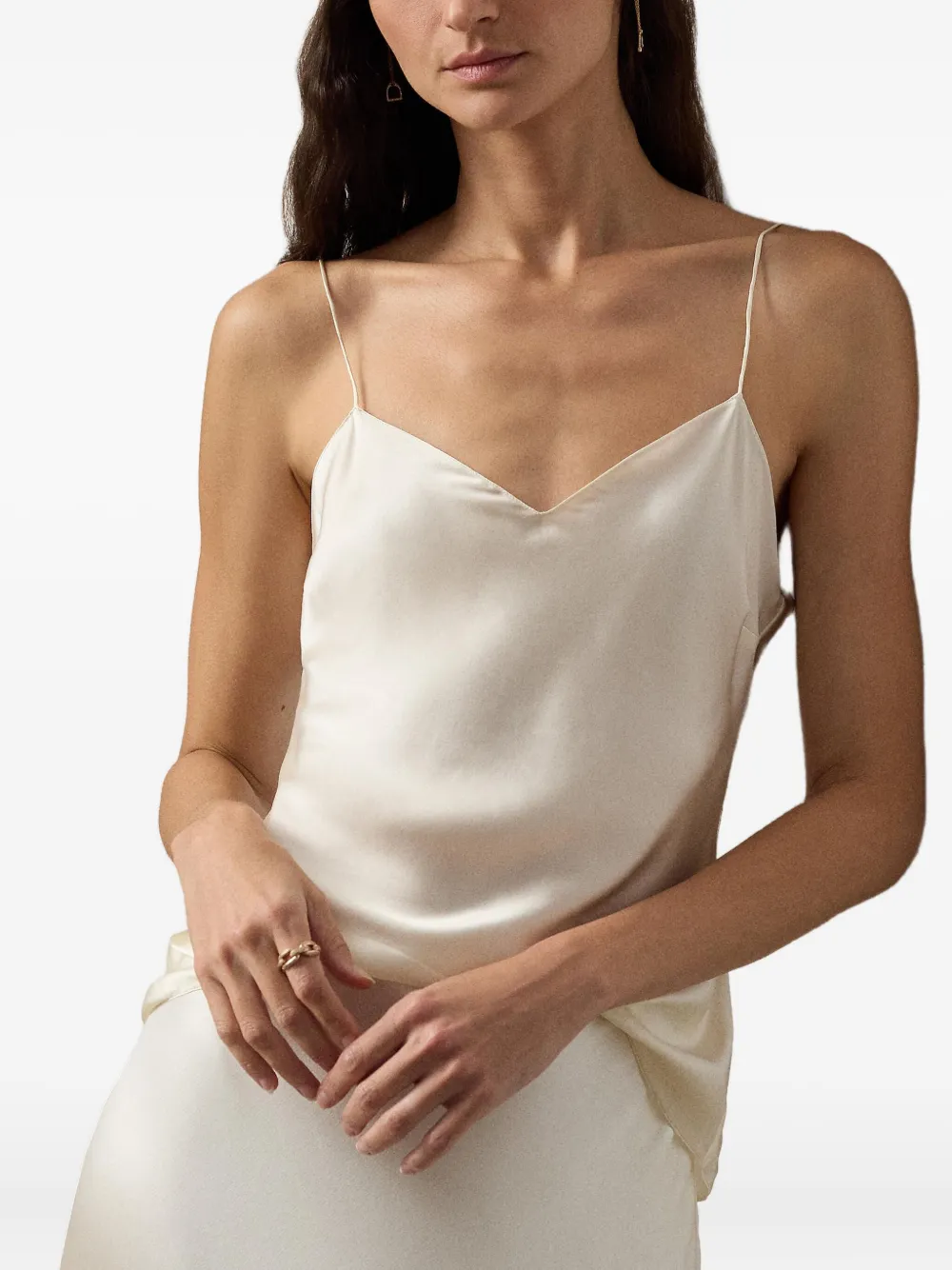 Ralph Lauren Annelia V-neck Spaghetti-straps Tank Top In Neutral