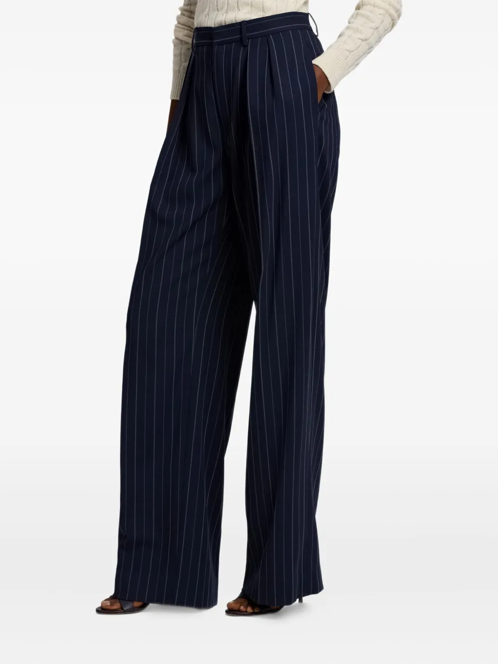 Ralph Lauren Collection Jody gestreepte geplooide broek Blauw