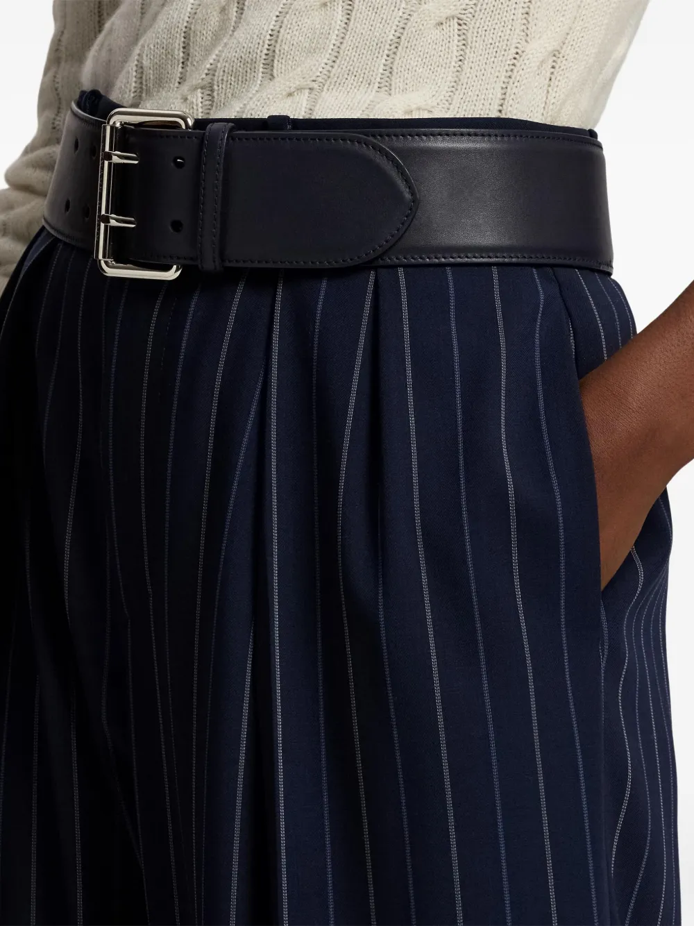 Ralph Lauren Collection Jody gestreepte geplooide broek Blauw