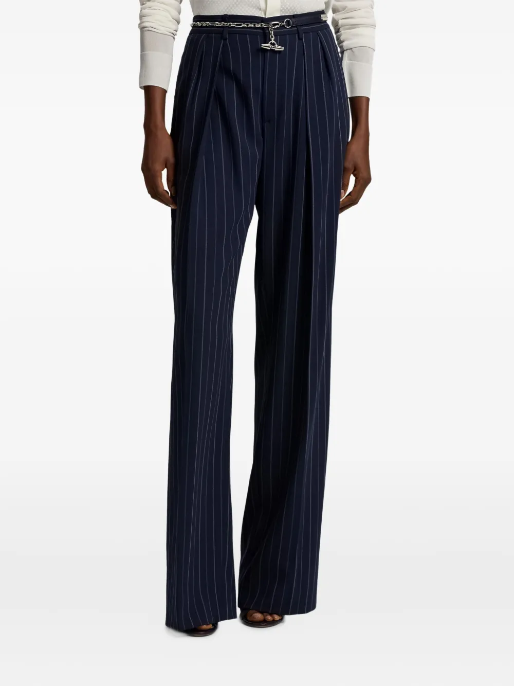 Ralph Lauren Collection Jody gestreepte geplooide broek Blauw