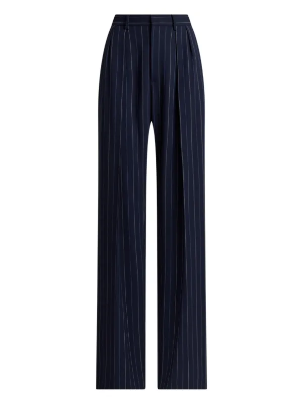 Ralph Lauren Collection Jody Striped Pleated Trousers in Blue