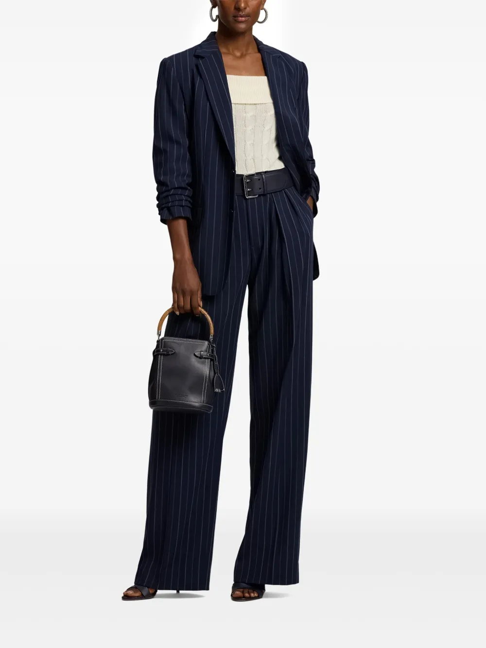 Ralph Lauren Collection Jody gestreepte geplooide broek Blauw
