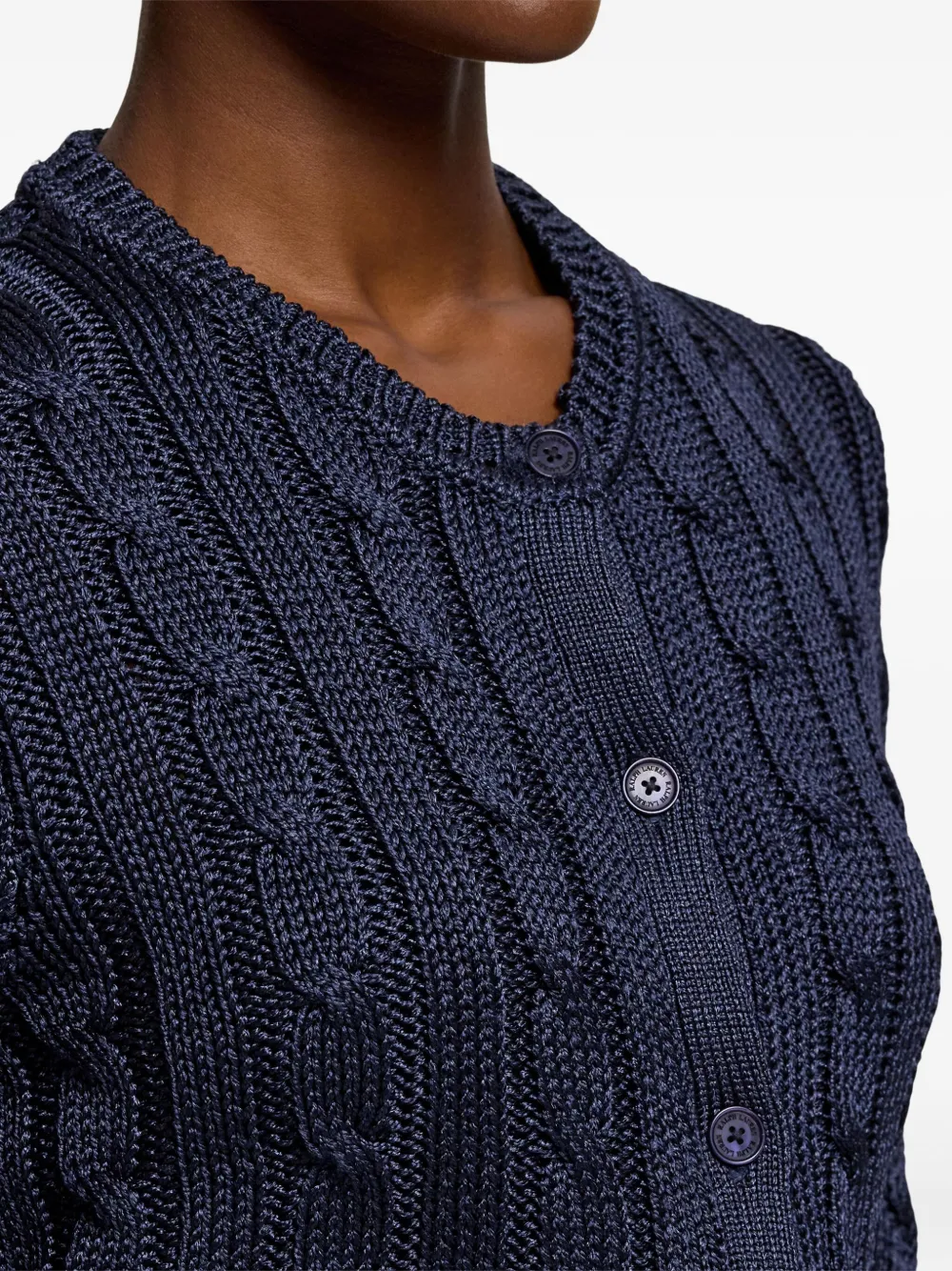 Ralph Lauren Cable-knit Buttoned Cardigan In Blue
