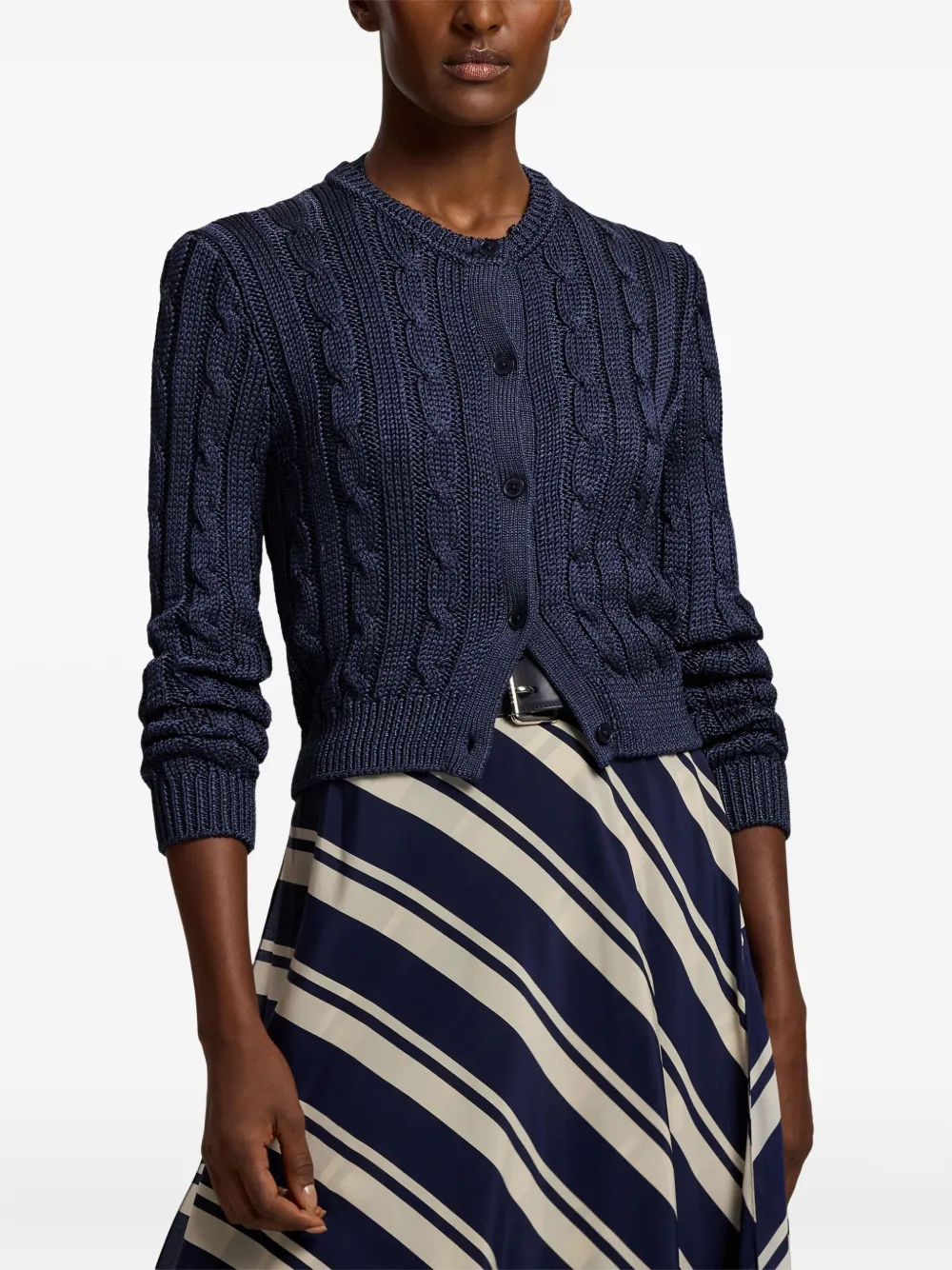 Ralph Lauren Cable-knit Buttoned Cardigan In Blue