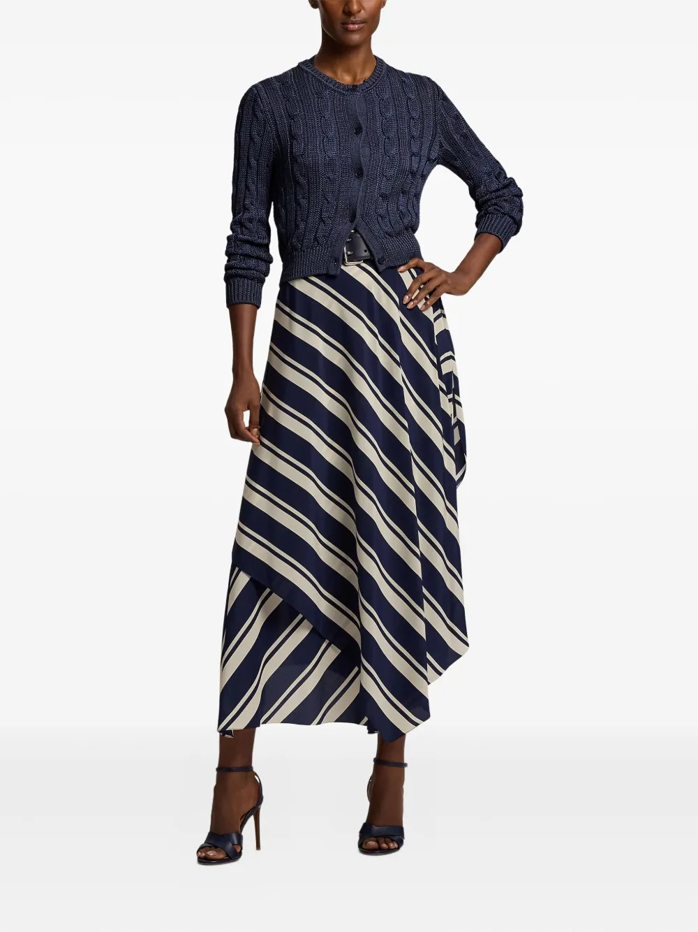 Ralph Lauren Cable-knit Buttoned Cardigan In Blue