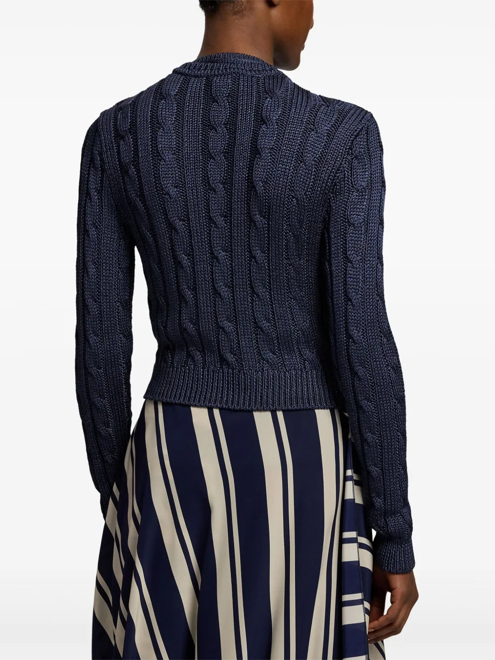 Ralph Lauren Cable-knit Buttoned Cardigan In Blue