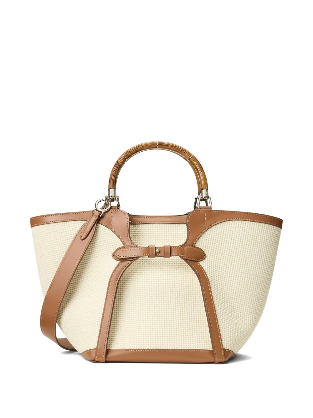 Ralph Lauren Collection wooden leather-trim tote - Beige