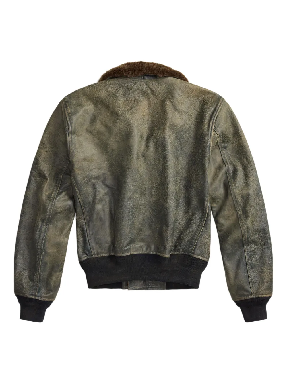  Ralph Lauren Rrl Leather Bomber Jacket - Blue 