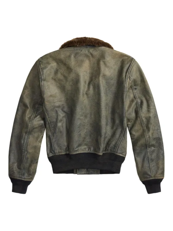 Ralph Lauren RRL Leather Bomber Jacket | Blue | FARFETCH OM