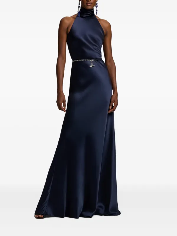 sachin and babi light blue dress Ralph Lauren Ralph Lauren Satin Charmeuse Halter Gown in Blue