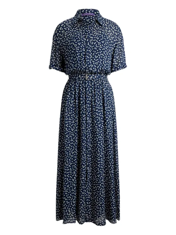 Ralph Lauren Collection geometric-print Belted Midi Day Dress | Blue |  FARFETCH JO