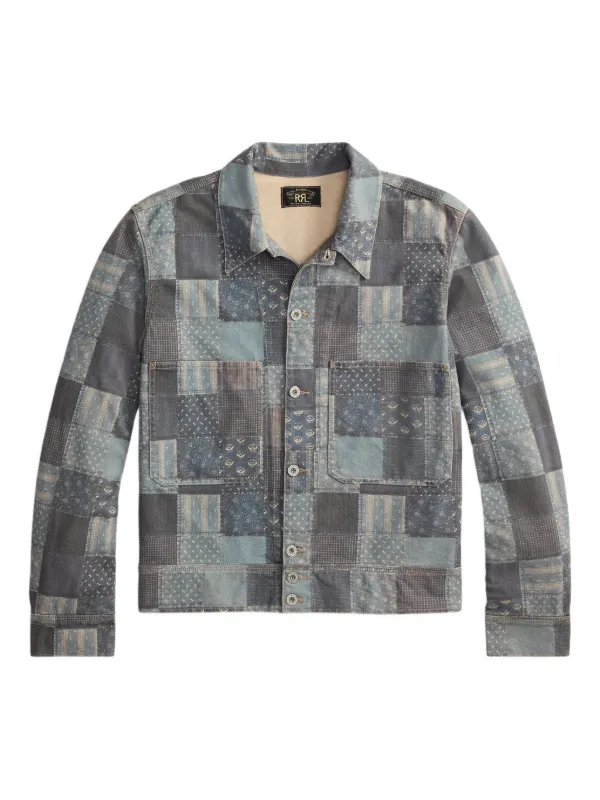 Ralph Lauren RRL Patchwork Button Jacket | Blue | FARFETCH MY
