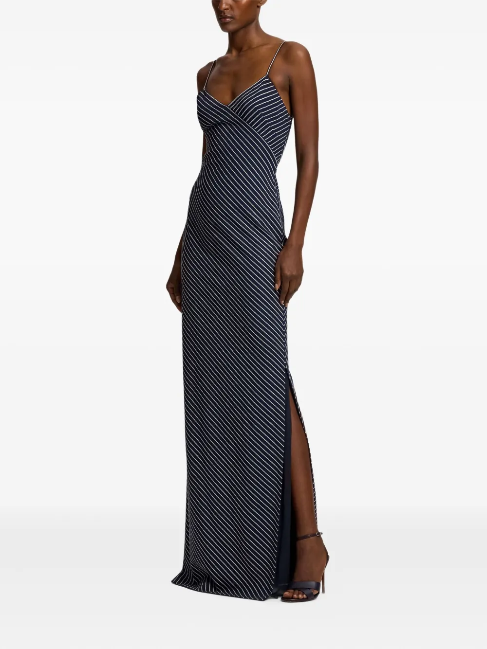 Ralph Lauren Caitlin Sequined Striped Maxi Dress In Blue