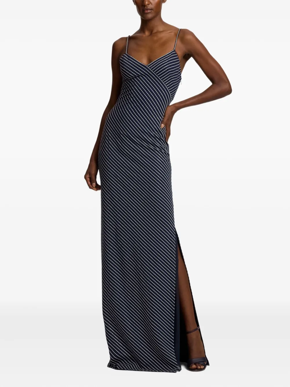 Ralph Lauren Caitlin Sequined Striped Maxi Dress In Blue