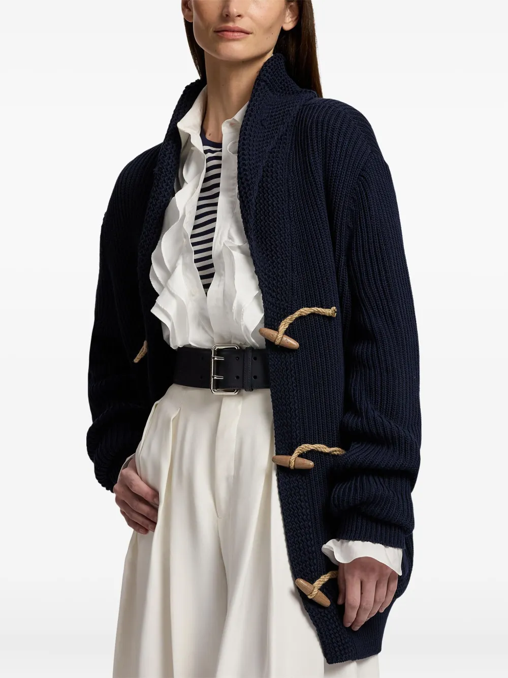 Ralph Lauren Shawl-collar Toggle Cardigan In Blue
