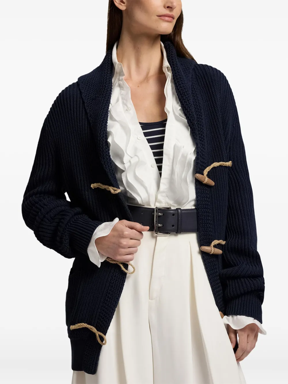 Ralph Lauren Shawl-collar Toggle Cardigan In Blue